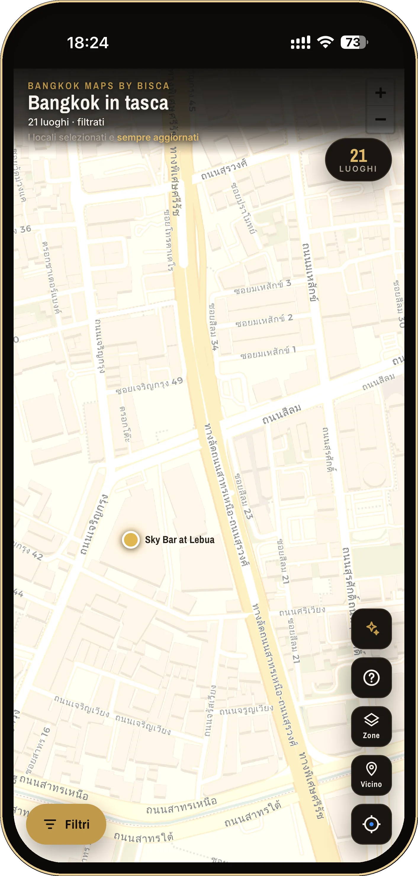 The near-me feature with venues within walking distance